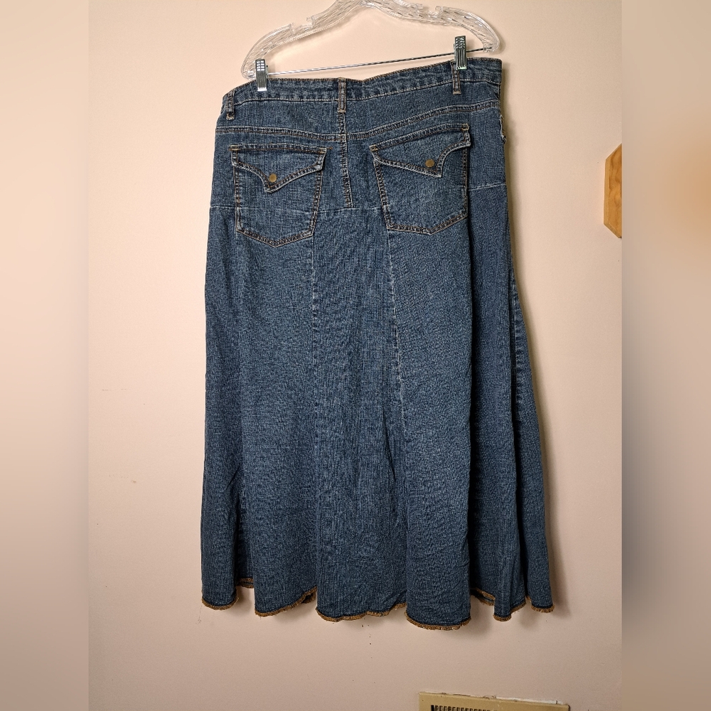 BACCINI Denim Skirt Jeans Skirt Maxi Flare Size 14 - Picture 7 of 15